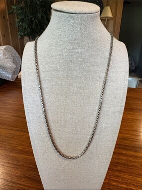 Long Rope Chain Necklace in Silvertone